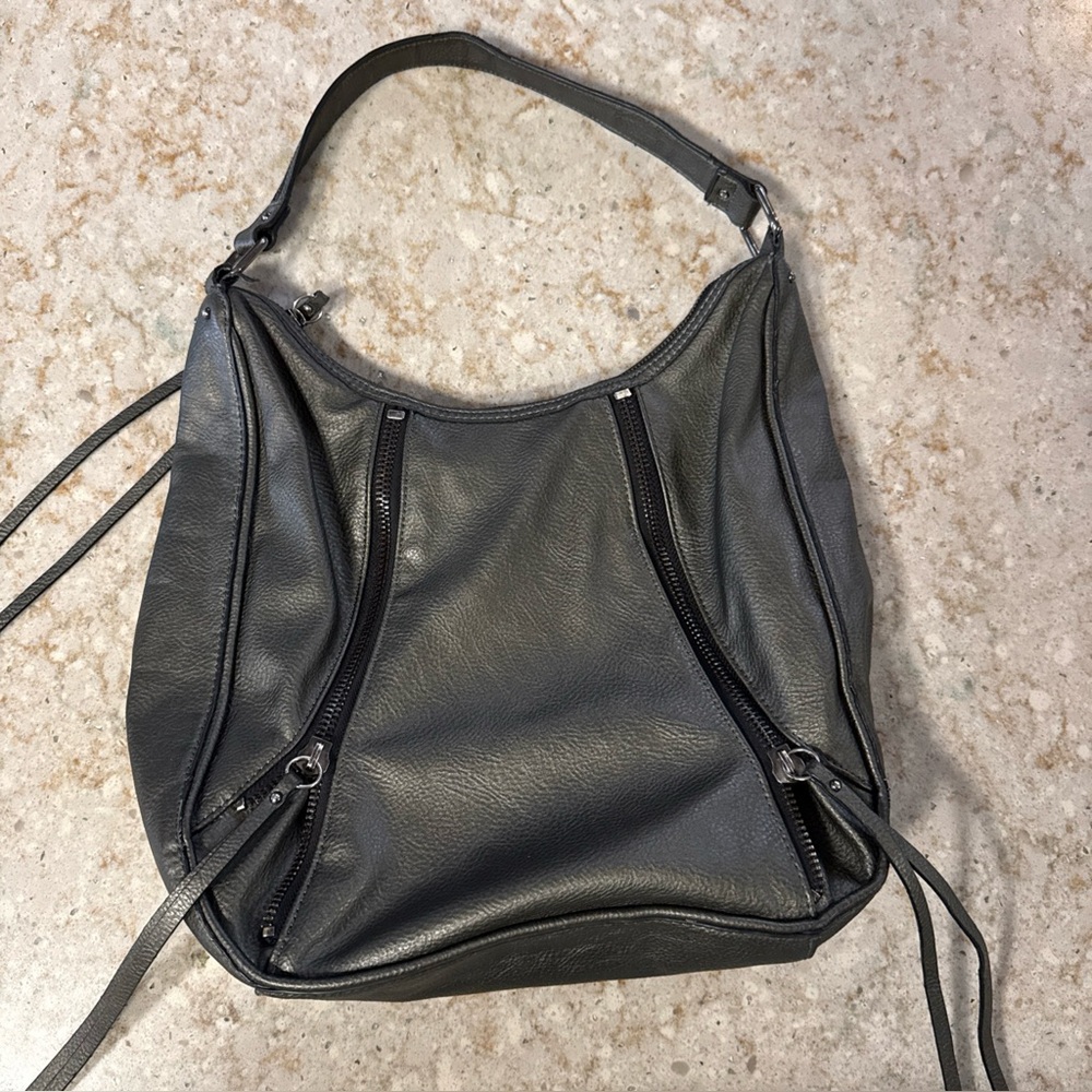 Joe Jeans Stylish Gray Leather Shoulder Bag